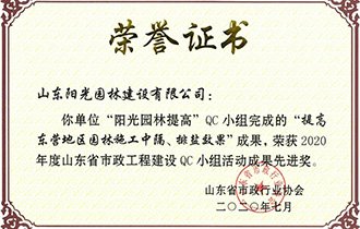 品質至上(shàng) 創新為(wèi)先|陽光(guāng)園林(lín)喜獲“2020年(nián)度市(shì)政工(gōng)程QC小(xiǎo)組活動成果先進獎”